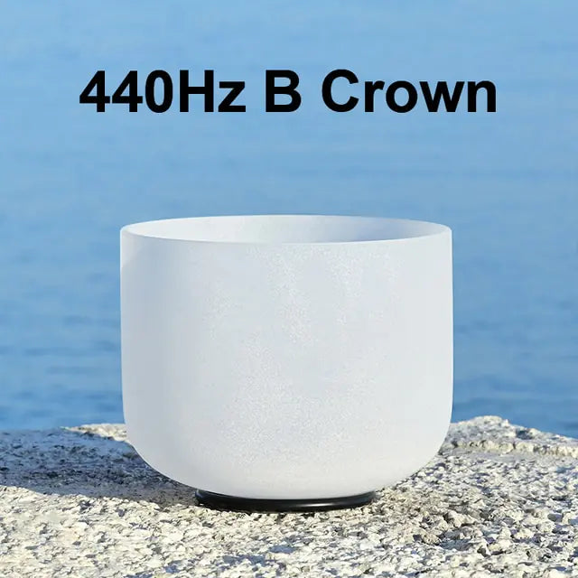 8 Inch White Frosted Quartz Crystal Singing Bowl for Sound Healing Meditation Yoga with Free Mallet